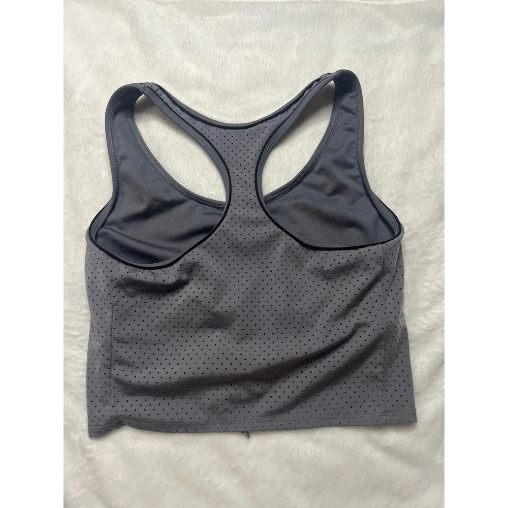 Victoria's Secret PINK Ultimate Gray Perforated Front Tie Sports Bra S-DD